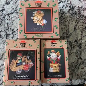 Set of Three Pizza Hut Christmas Ornaments by Enesco from the 90’s
